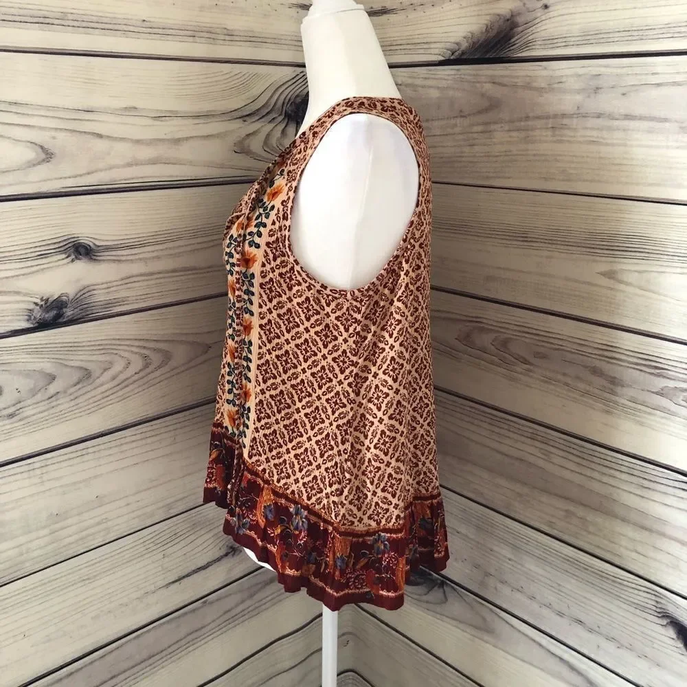 Patrons of Peace Burgundy Patterned Tank - Picture 4 of 7